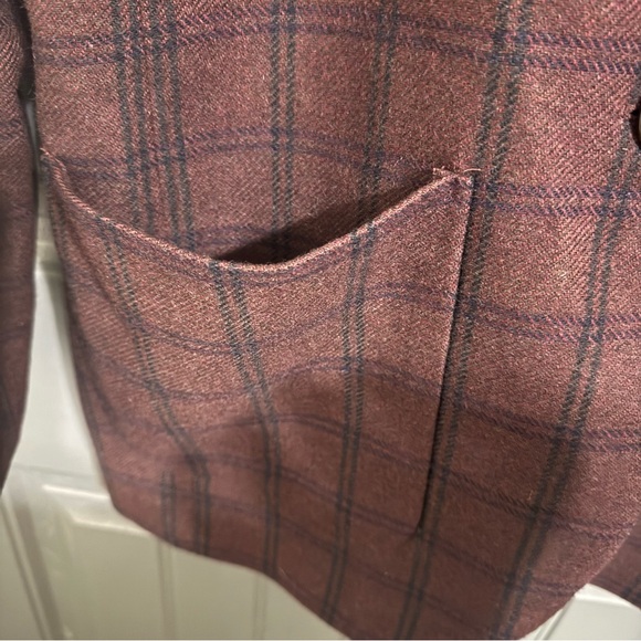 Madewell Dark Burgundy Oversized Wool Blend Plaid Jacket Blazer - Picture 7 of 16